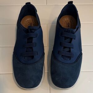 Geox Men’s Navy Slip-On Sneakers with Suede Toe - Size 9